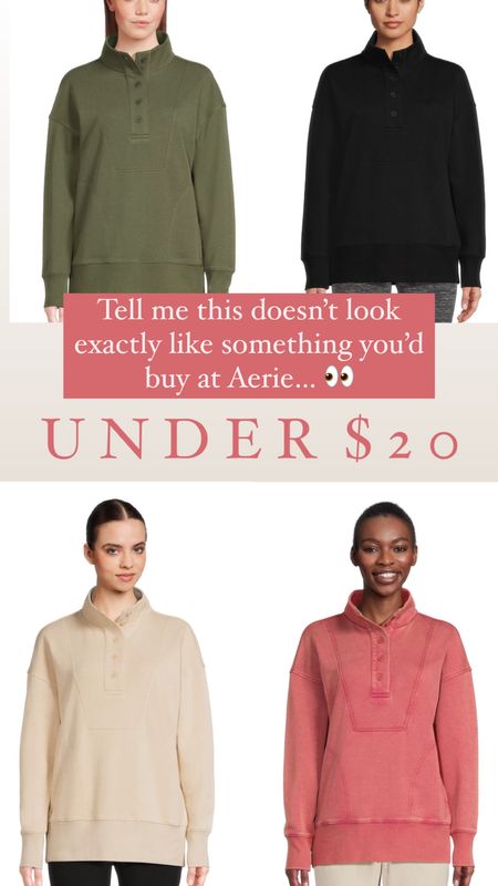 Walmart women’s fashion find • Walmart fashion find • Aerie pullover dupe • sweatshirt • pullover • fall transition • tops to wear with leggings • activewear • athleisure • mom outfits 

#LTKSeasonal #LTKFind #LTKunder50