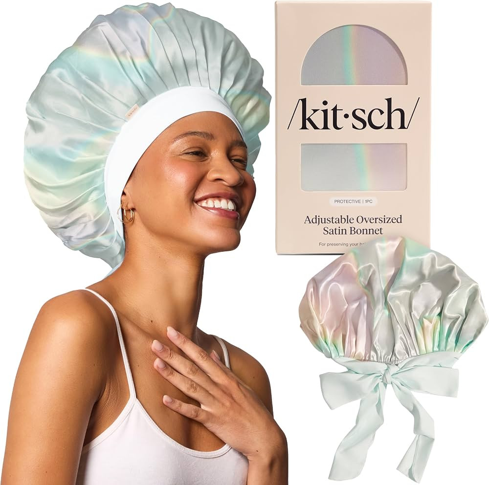 Kitsch XL Satin Bonnet for Sleeping - Softer Than Silk Hair Bonnet for Women - Secure Fit, Adjust... | Amazon (US)