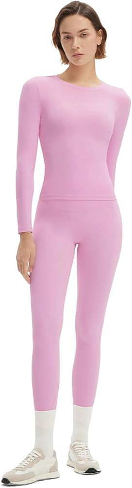 SUUKSESS Women 2 Piece Workout Set Tummy Control Legging Long Sleeve Workout Top | Amazon (US)