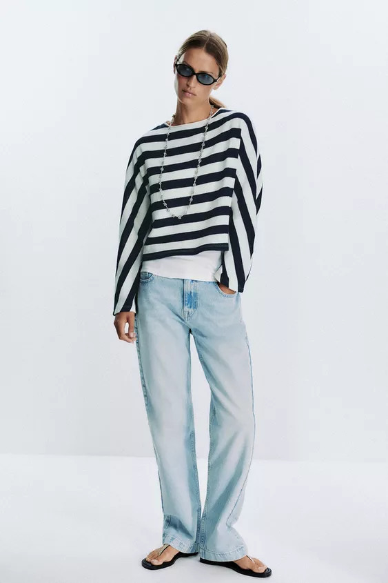 BATWING SLEEVE STRIPED TOP | Zara Canada