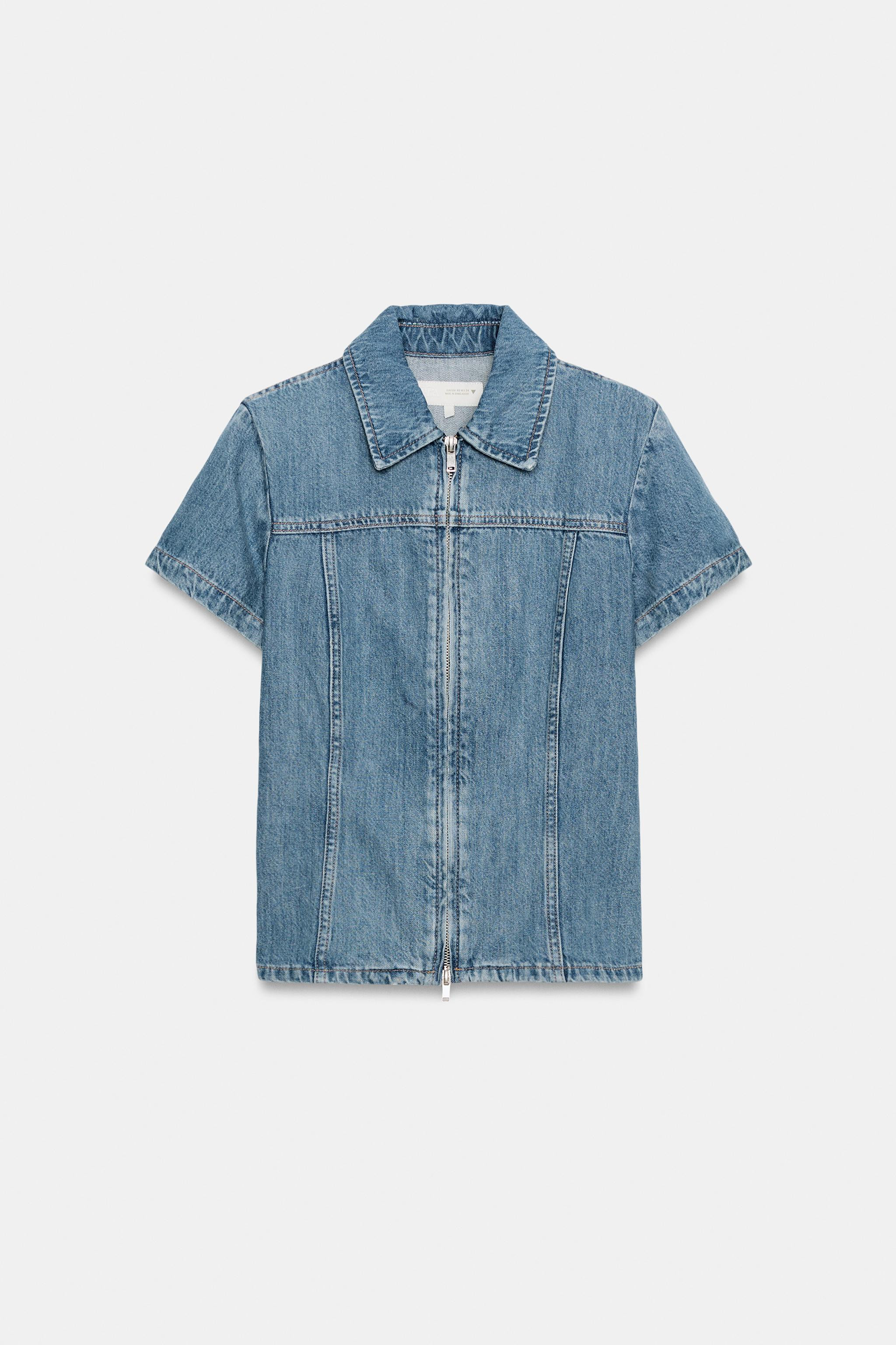 TRF ZIPPERED DENIM SHIRT | Zara US