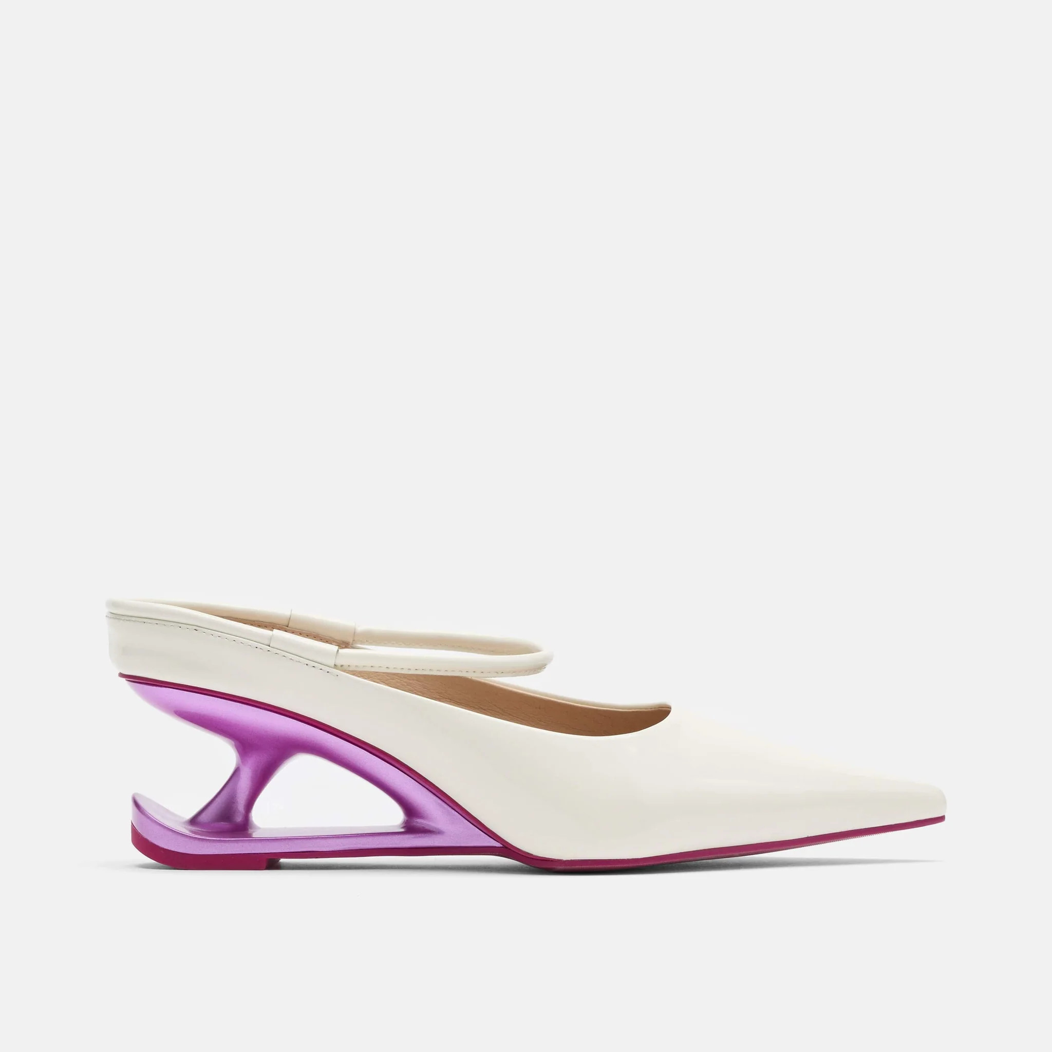Sophia Cream/Magenta Leather Strap Pumps | Marc Nolan