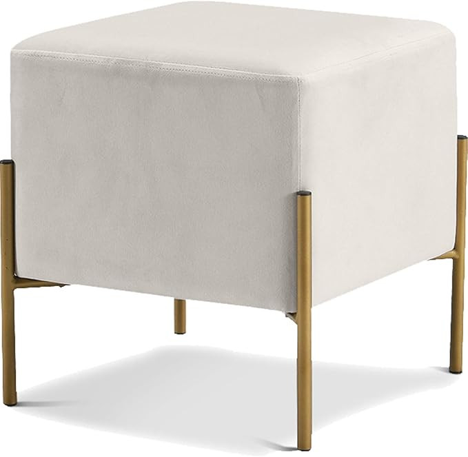 Meridian Furniture Isla Collection Modern | Contemporary Velvet Upholstered Ottoman/Stool with St... | Amazon (US)