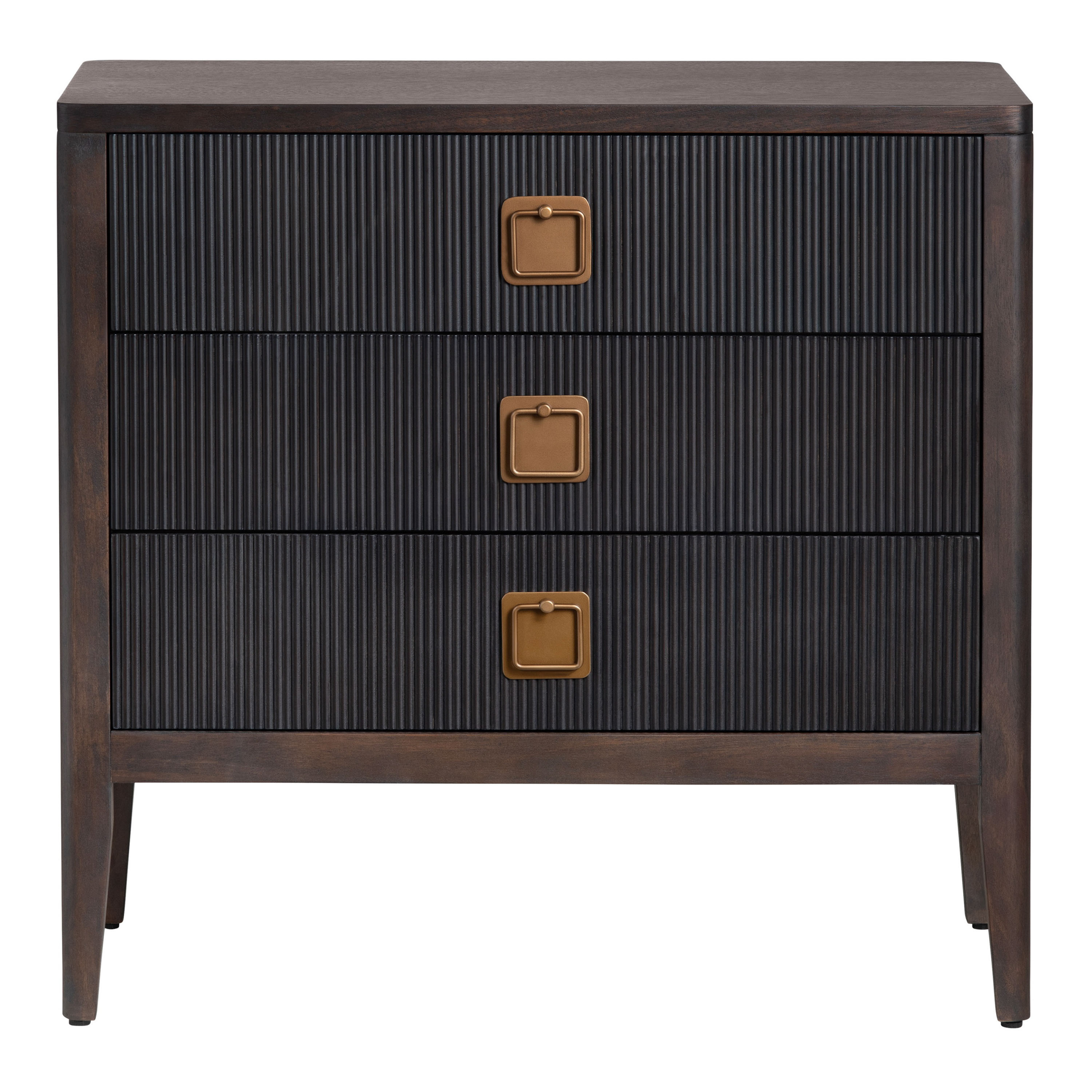 Tristan Black and Dark Brown Fluted Wood Dresser | World Market