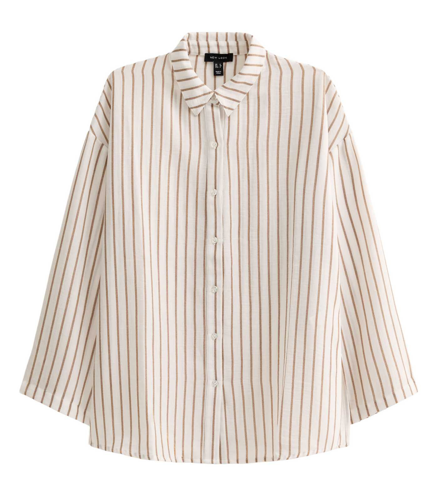 White Striped Oversized Long Sleeve Beach Shirt | New Look | New Look (UK)