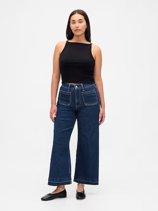 Curvy High Rise Stride Wide-Leg Ankle Jeans | Gap (US)