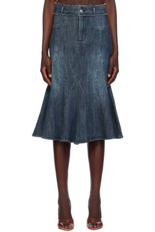 Blue Gaudi Denim Midi Skirt | SSENSE
