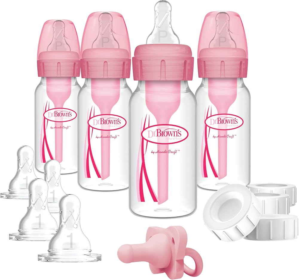 Dr. Brown's Anti-Colic Baby Feeding Set with Slow Flow Nipples, Travel Caps, Silicone Pacifier - ... | Amazon (US)