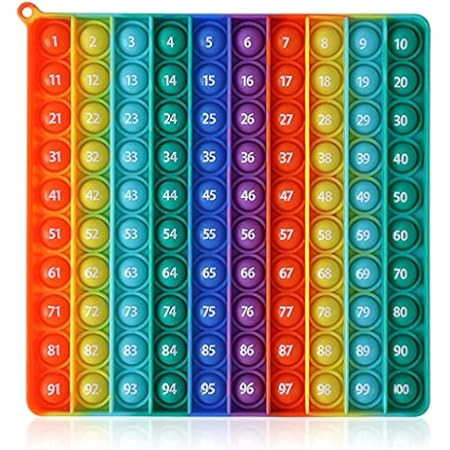 AK-SHIP 7.8in Big Size P0pp Math Toys , Rainbow Square Fidget Ttoy 100bubbles Stress Relieving Fidge | Amazon (US)