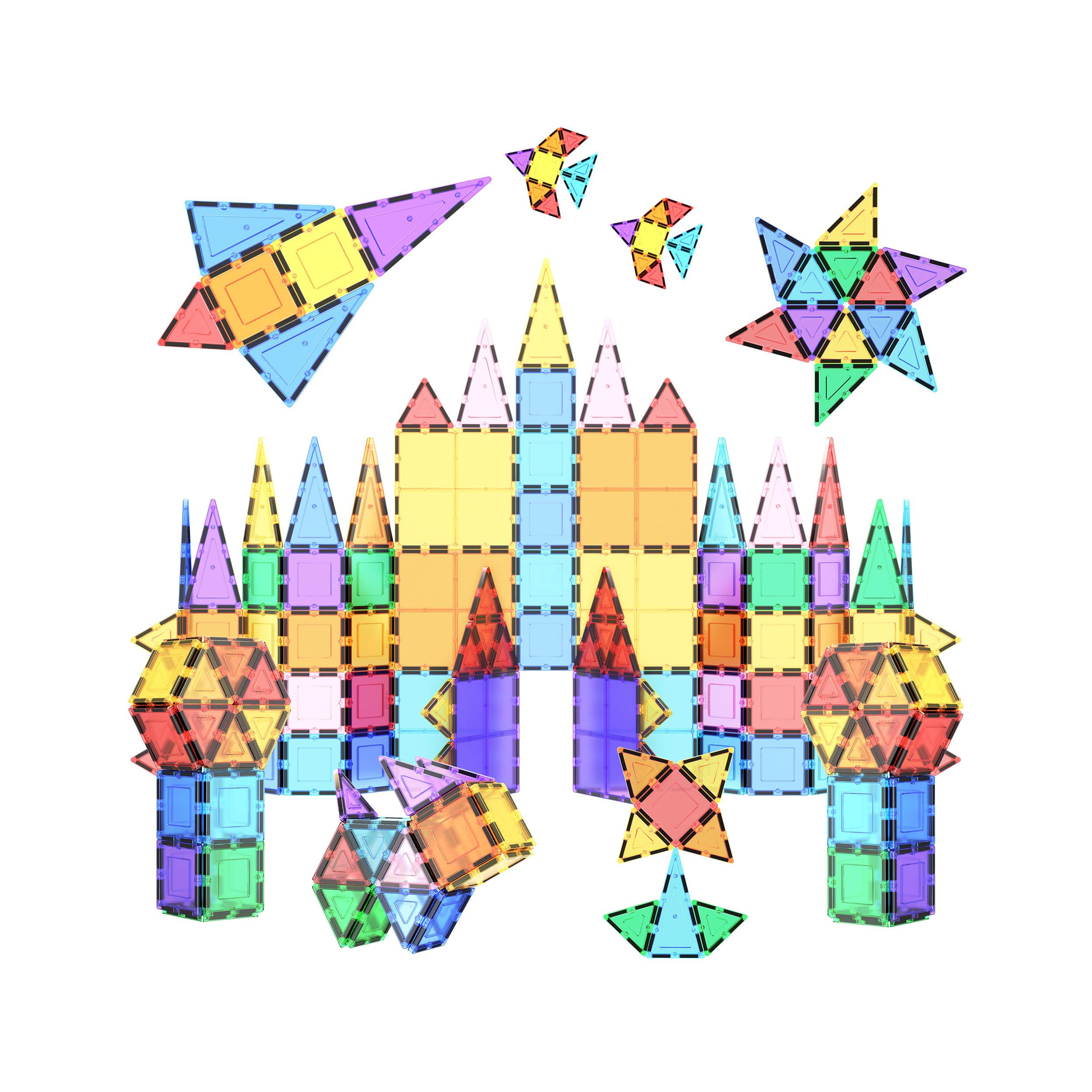 PicassoTiles 100 Piece Set 100pcs Magnet Building Tiles Clear Magnetic 3D Blocks Construction Pla... | Amazon (US)