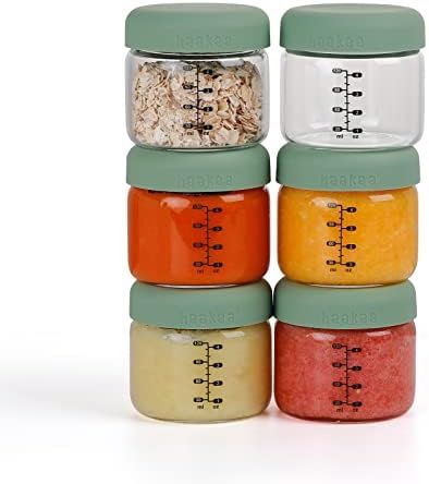 haakaa Glass Baby Food Storage Containers -6PCS 120ml/4.2oz Sealed Glass Storage Jar Set, Baby Fo... | Amazon (US)