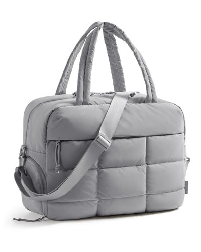BAGSMART Gym Bag for Women, Carry on Travel Duffel Bag, Water-resistant Weekender with Shoe Compartment for Gym Travel Work, Grey, Medium | Amazon (US)