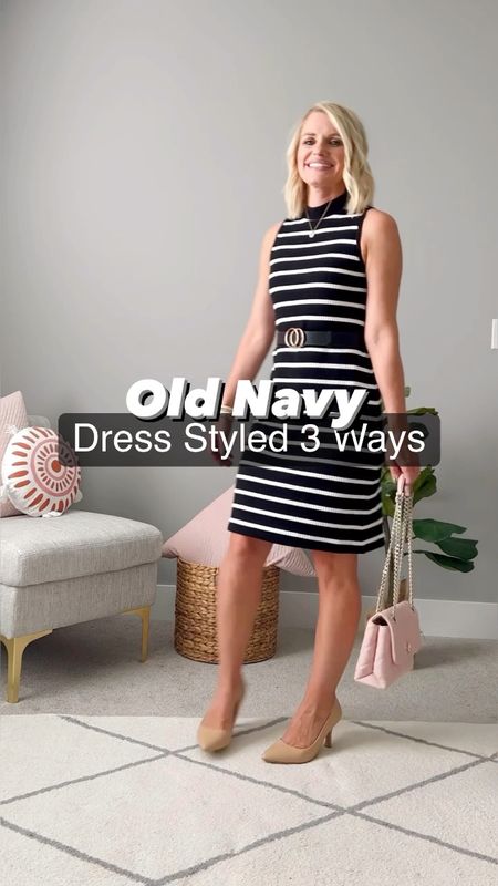 Old Navy striped mock neck dress styled 3 ways! 

#LTKSeasonal #LTKstyletip #LTKfindsunder100