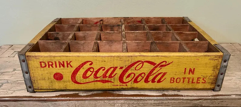 Coca Cola, Vintage Coca Cola Crate, Yellow Coca Cola Crate, Soda Crate, Vintage Soda Crate, Bever... | Etsy (Global)