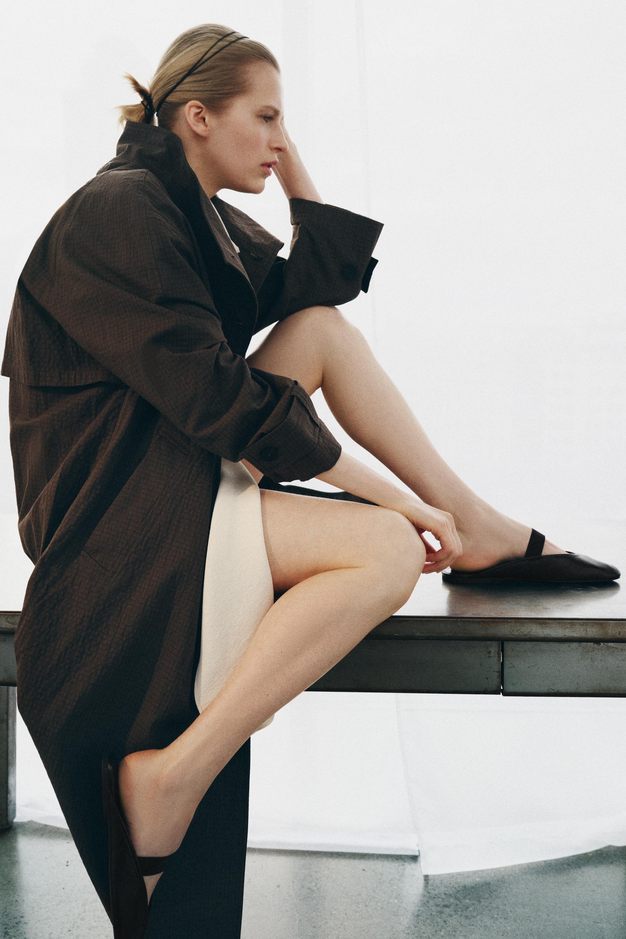 LEATHER SLINGBACK BALLET FLATS | Zara UK