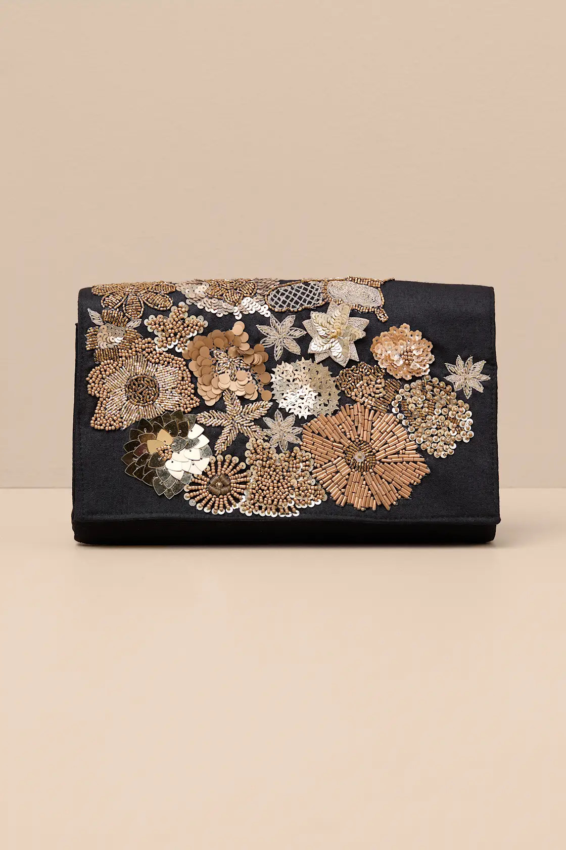 Alyone Black and Gold Sequin Beaded Clutch | Lulus