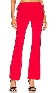 h:ours Meghan Ruched Knit Pant w Slit in Cherry Red from Revolve.com | Revolve Clothing (Global)