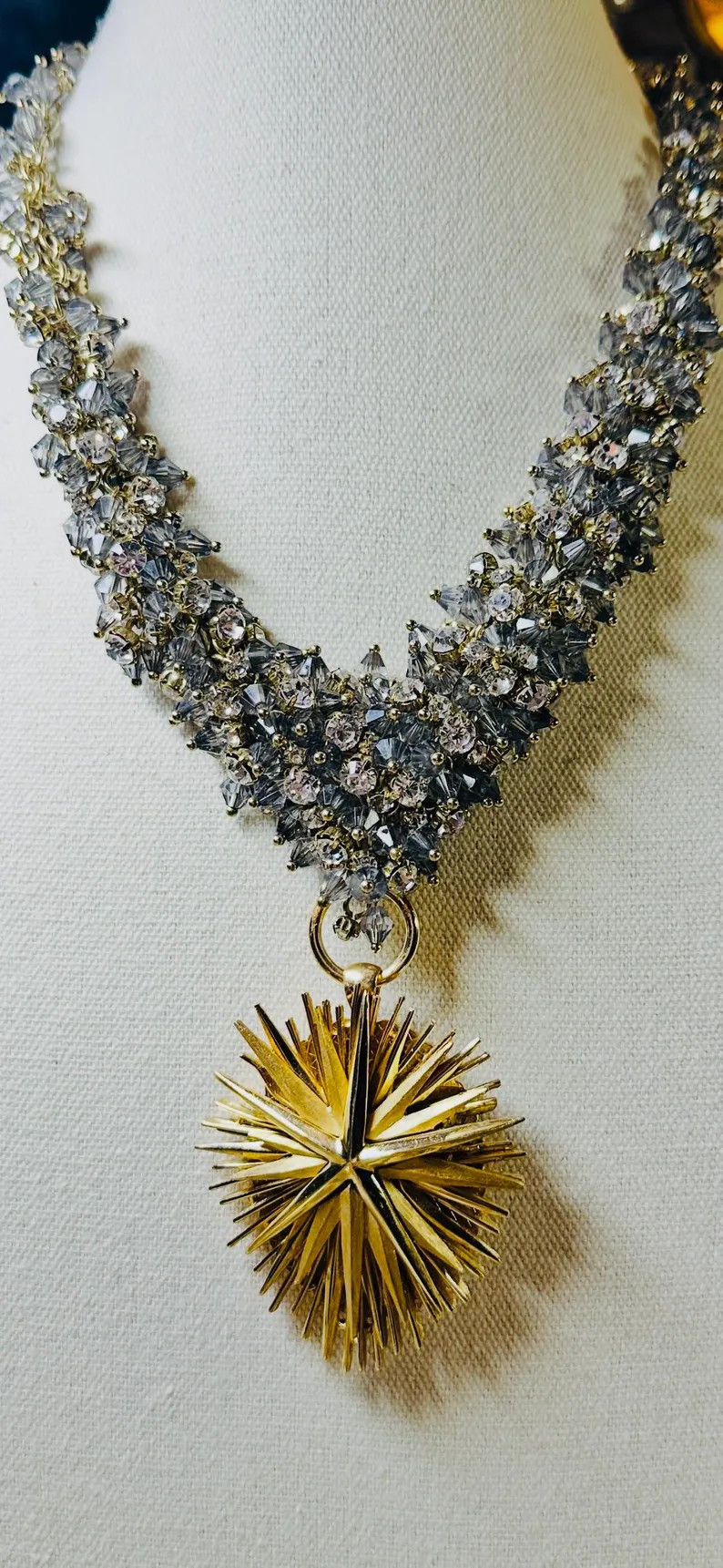 The Palm Royale Necklace | 1960s Vintage Brooch Reimagined with 1980s Glam Chain | One of a Kind ... | Etsy (US)