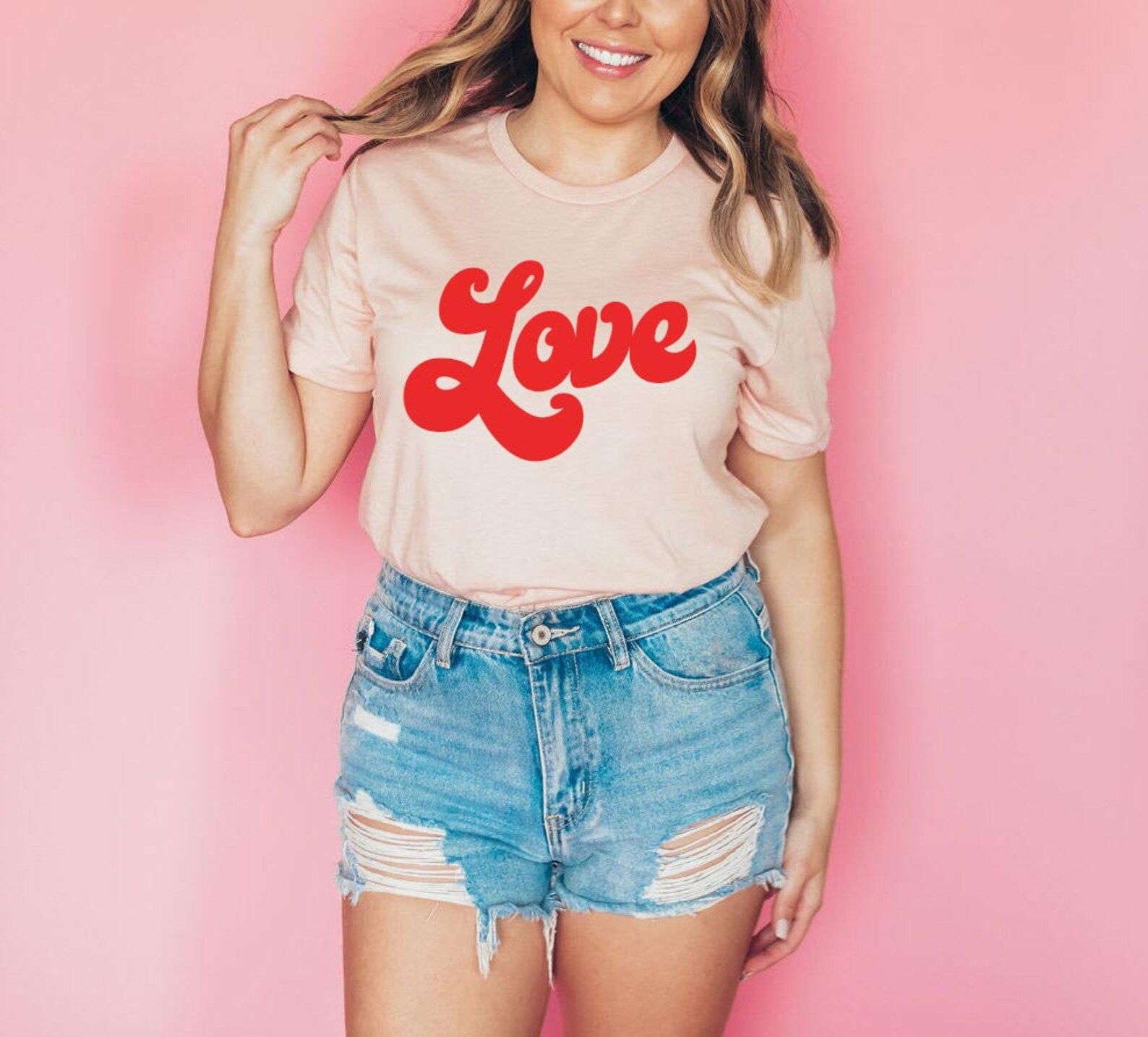 Retro Love Shirt - Valentine's Day Shirt - Cute Love Tee Shirt - Love Graphic Tee - Valentine's D... | Etsy (US)