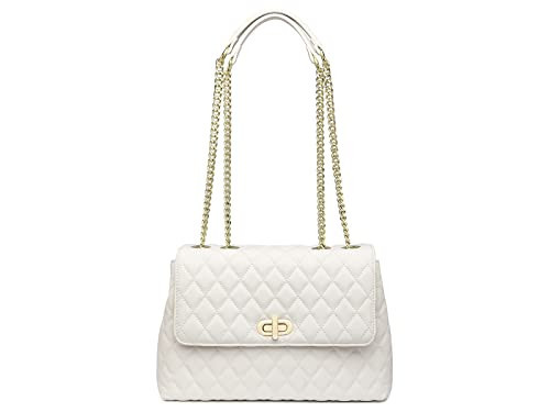 ER.Roulour Quilted Crossbody Bags for Women, Trendy Roomy Shoulder Handbags with Flap Gold Hardware Chain Purses Shoulder Bag White | Amazon (US)