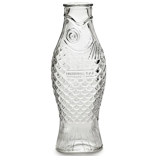 Serax Glass Water Pitcher | Fish & Fish glassware by Paola Navone | Wine Carafe Decanter 28.74 fl oz | Clear Bottle Container for hot and cold Drinks | Beverage Dispenser for Fridge | Suitable as Vase | Amazon (US)