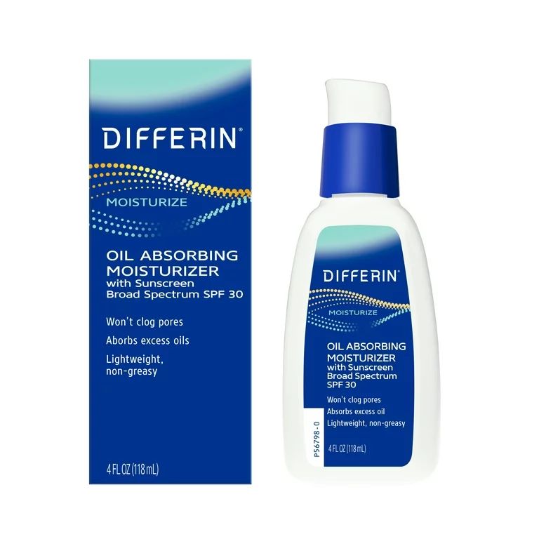 Differin Oil Absorbing Moisturizer with SPF30, Facial Moisturizer with Sun Protection, 4oz | Walmart (US)