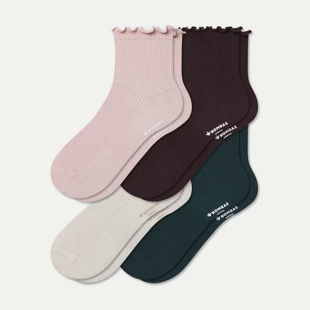 Women's Ruffle Rib Quarter Sock 4-Pack | Bombas