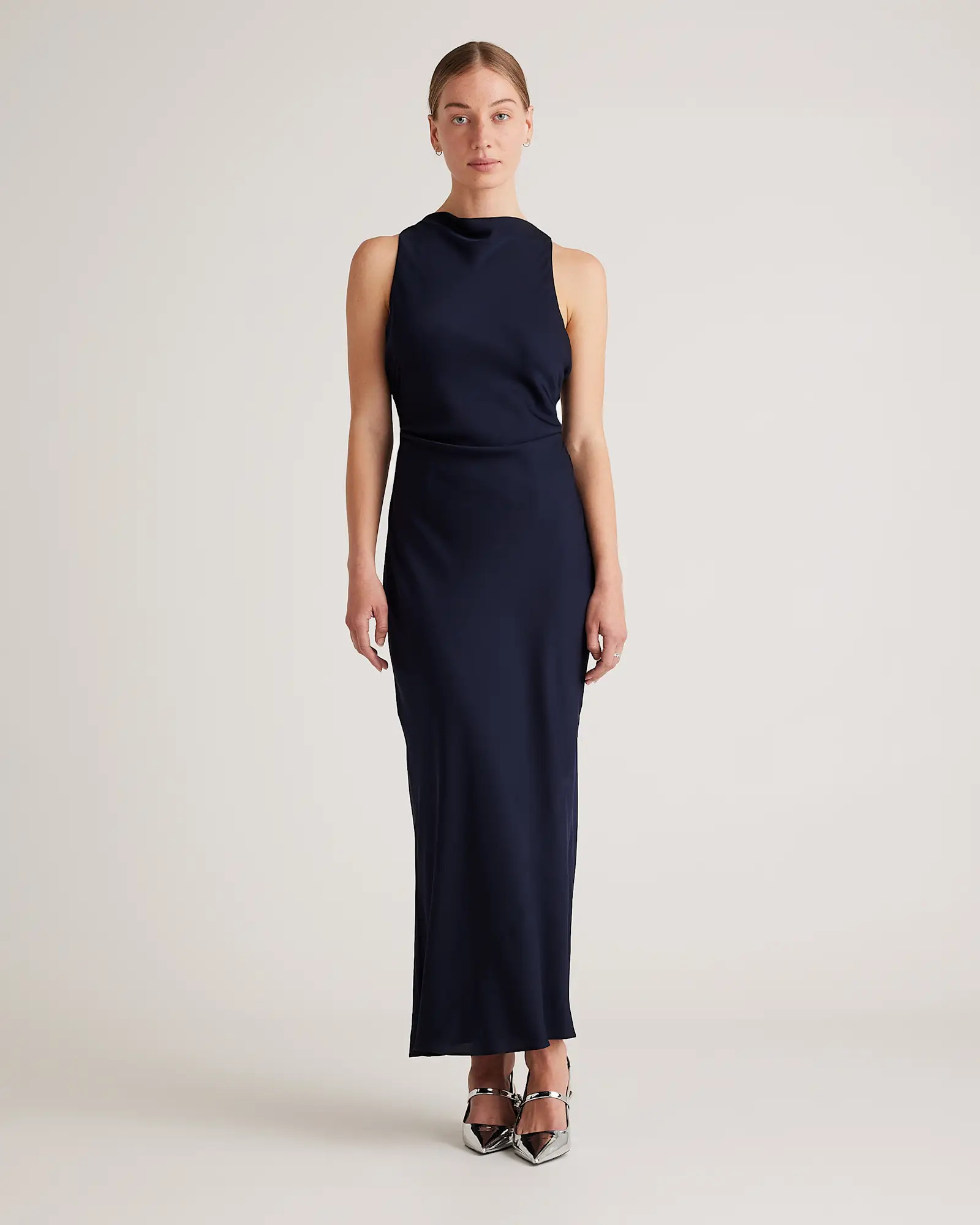 Washable Stretch Silk High Neck Midi Dress | Quince