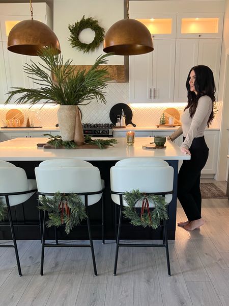 Simple holiday touches for the kitchen! Love dressing up the counter stools with a mini wreath.. just so darn cute! 
Holiday home, Christmas kitchen 

#LTKHoliday #LTKSeasonal #LTKhome