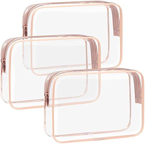 TSA Approved Toiletry Bag - F-color 3 Pack Clear Toiletry Bags - Clear Makeup Cosmetic Bags for W... | Amazon (US)