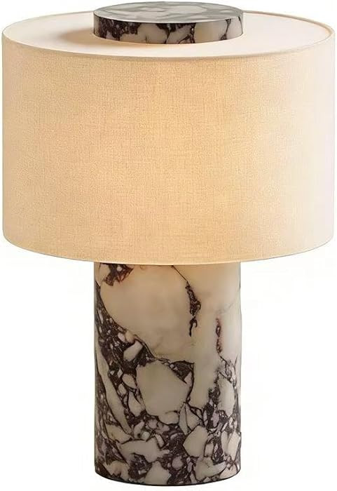 Marble Luxury Stone Rechargeable Touch Table Lamp, Cream Fabric Shade with Marbled Base | Amazon (US)