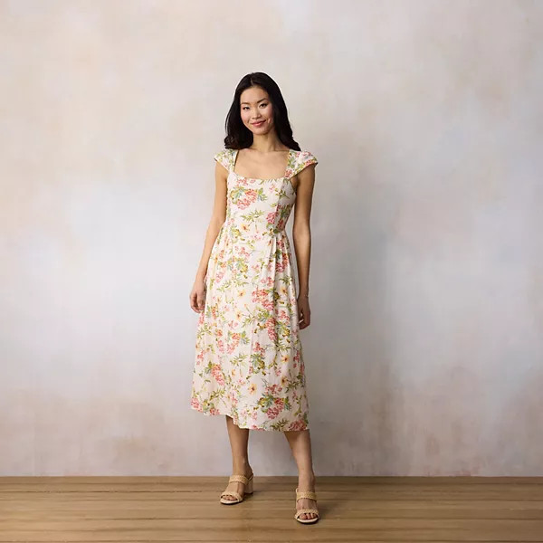 Women's LC Lauren Conrad V-Yoke Sleeveless Corset Midi Dress | Kohl's