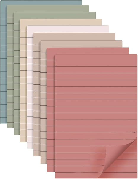 9 Pads Lined Sticky Notes 4x6 in Post, Vintage Colors Self Pad Its, Super Sticking Power Memo Pad... | Amazon (US)
