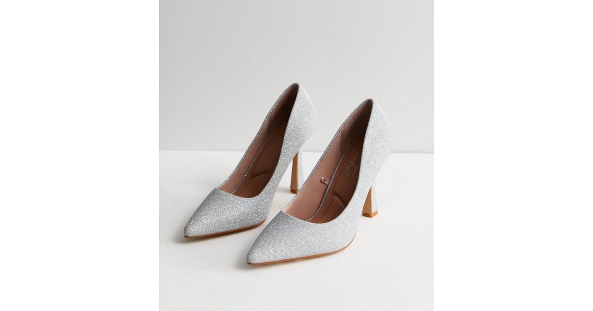 Silver Glitter Stiletto Heel Court Shoes | New Look | New Look (UK)