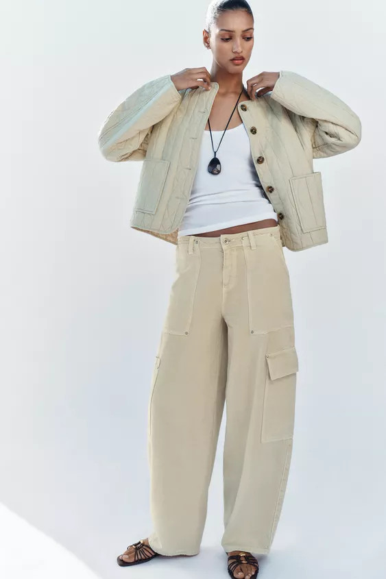 RUSTIC LINEN BLEND PUFFER JACKET | Zara UK