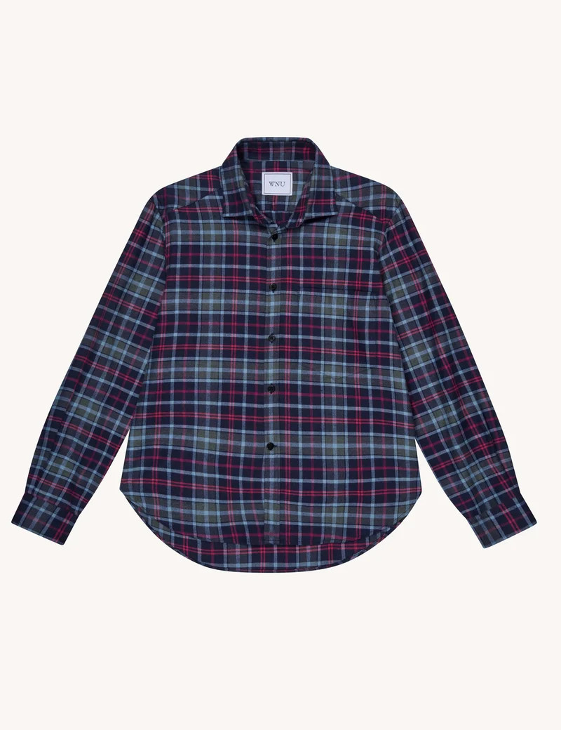 The Classic: Fine Brushed, Chocolate and Cornflower Blue Check | With Nothing Underneath