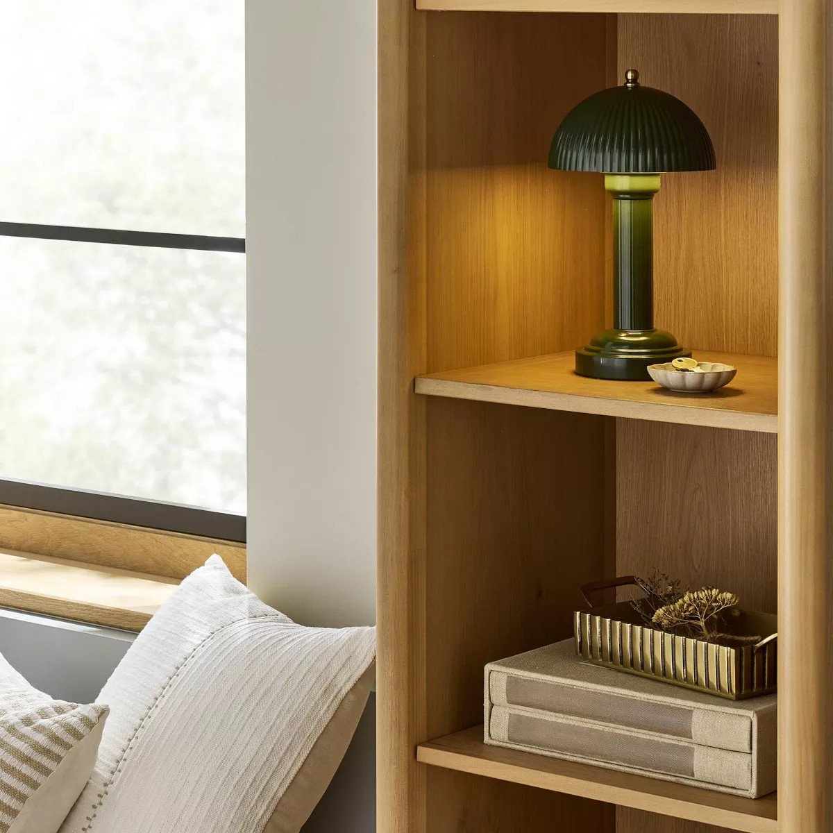 11.5" Fluted Metal Rechargeable Library Table Lamp (Includes LED Light Bulb) - Hearth & Hand™ w... | Target