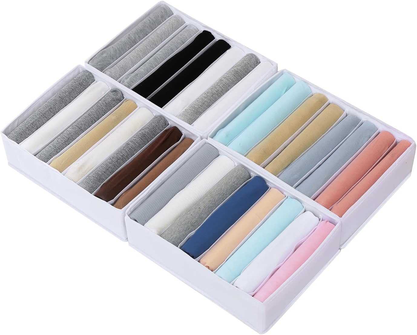 4 Pack Drawer Organizers for Clothing, 8 Grids Foldable Closet Organizers and Storage Bins for Bedroom, Dresser Organizer Boxes for Thin T-shirts, Tank Tops | Amazon (US)