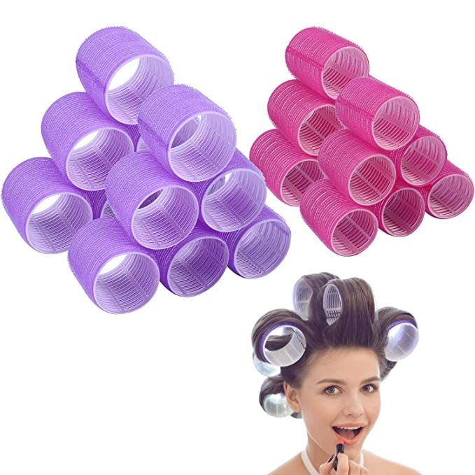 Jumbo Size Hair Roller sets, Self Grip, Salon Hair Dressing Curlers, Hair Curlers, 2 size 24 pack... | Amazon (US)
