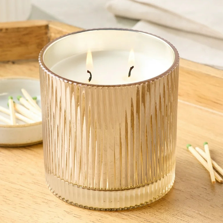 Better Homes & Gardens Pumpkin Snickerdoodle Swirl Scented 2 Cotton Wicks Ribbed Mercury Glass Ja... | Walmart (US)