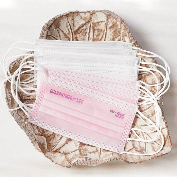 Personalized Face Masks - Bold Quarantined for Life Wedding Face Masks - Disposable, Social Dista... | Etsy (US)