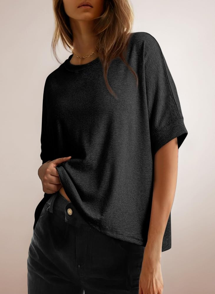 Dokotoo Womens Summer Tops Casual Oversized Women's T-Shirts Short Sleeve Crewneck Ladies Tee Shi... | Amazon (UK)