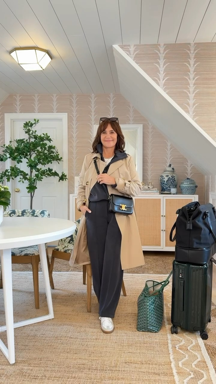 London airport travel outfit idea! 
Wearing S in pants (sized up), XS in sweatshirt and trench (both run TTS)

#LTKOver40 #LTKTravel #LTKStyleTip