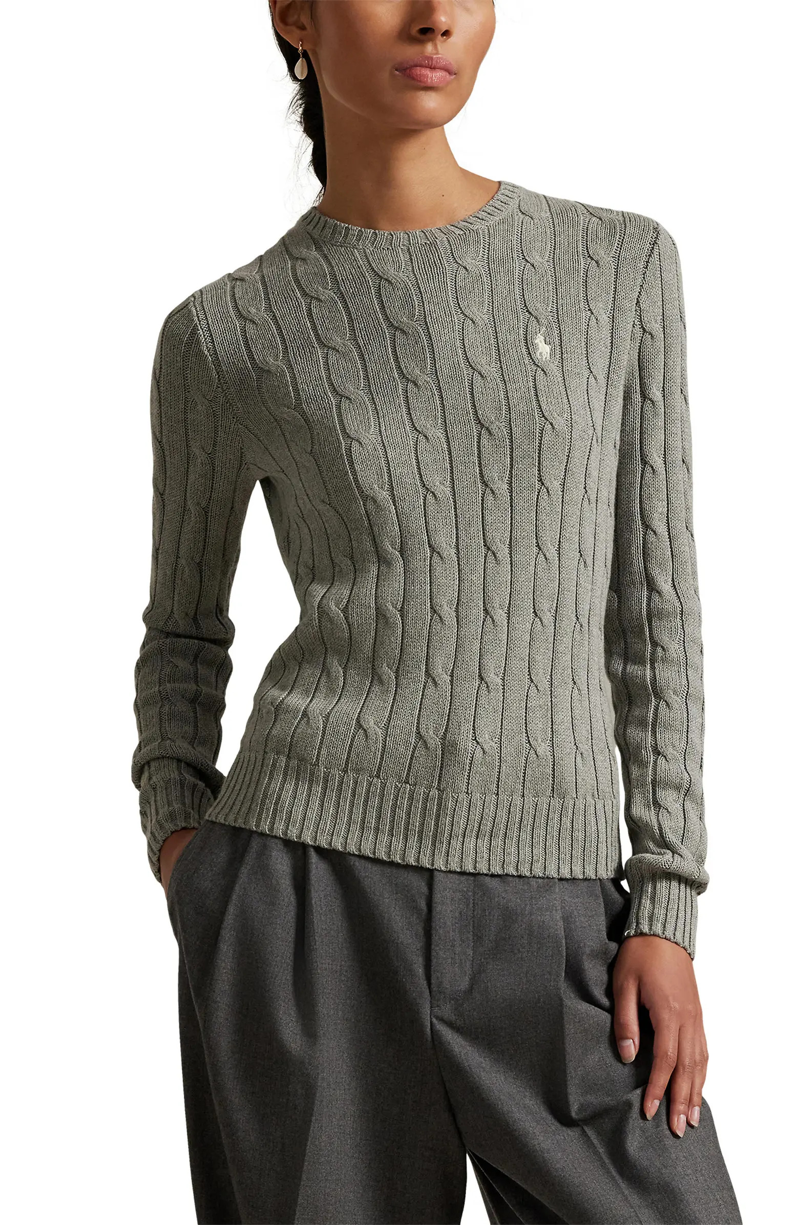 Cable Cotton Crewneck Sweater | Nordstrom