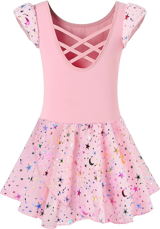 DANSHOW Ballet Leotards for Girls Dance Skirted Leotard Kids Ballet Tutu Dress Toddler Shiny Ruff... | Amazon (US)