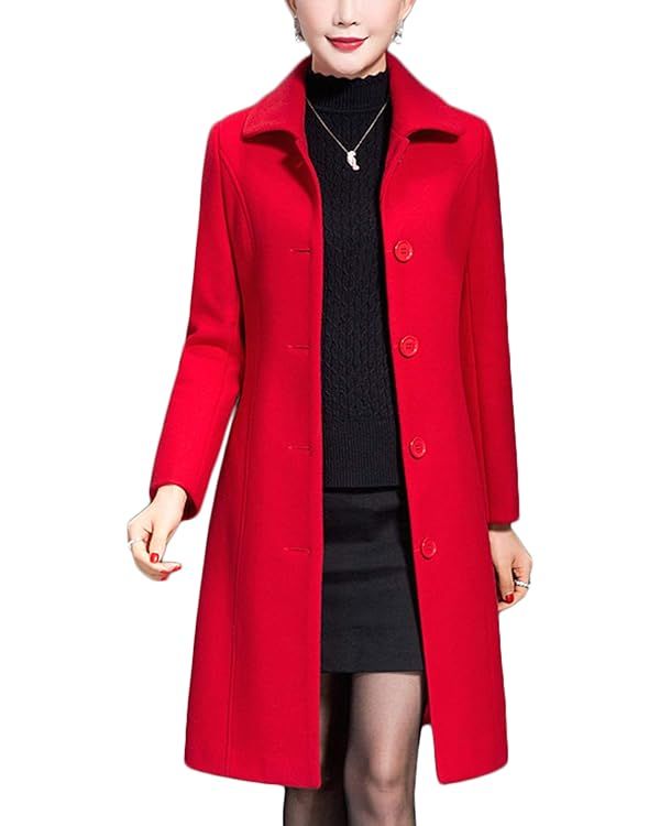 Jenkoon Women's Wool Trench Coat Winter Long Thick Overcoat Walker Coats | Amazon (US)