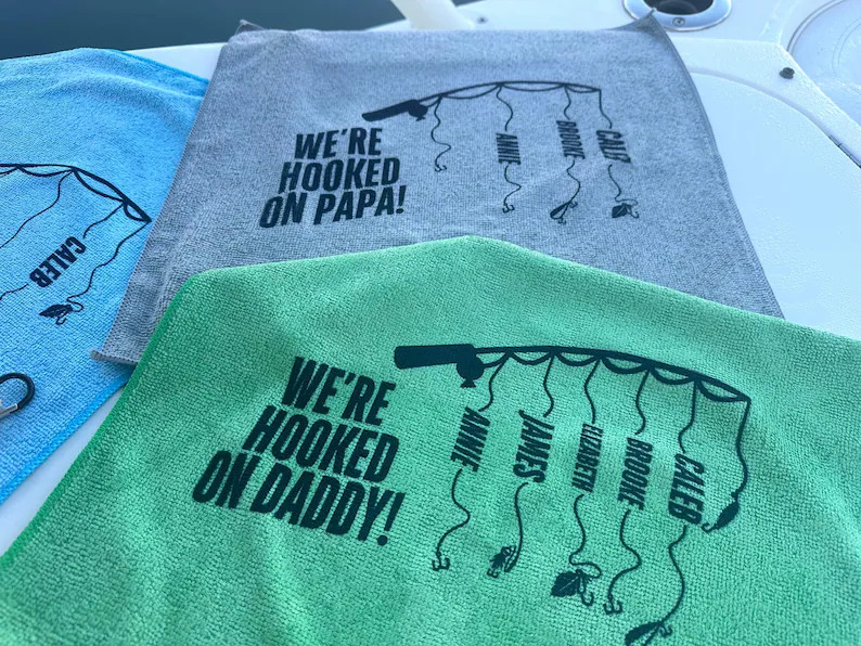 Custom Kids Names Fishing Towel /rag - Kids Names\u2013 Customized Dad Birthday Gift Idea - 16X16... | Etsy (Global)