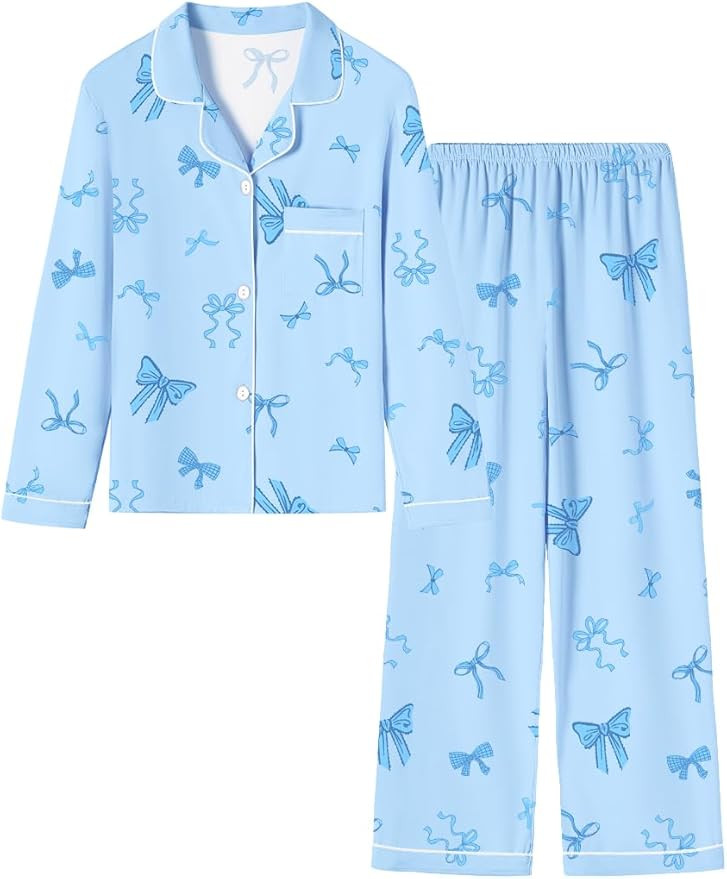 Umeyda Girls & Women Pajamas Set Long Sleeve Button-Down Sleepwear Nightwear Soft Pjs Set Loungew... | Amazon (US)