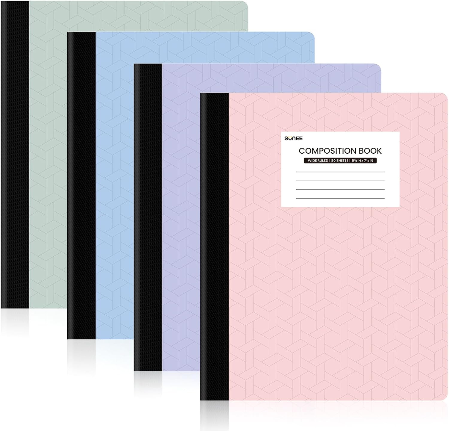 SUNEE Composition Notebooks - Wide Ruled Paper, 4 Pack Composition Book, 9 3/4" x 7 1/2", 80 Shee... | Amazon (US)