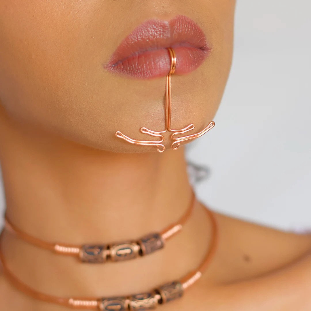 Aditi Lip Cuff, Tribal Jewelry, No Piercing, Fake Lip Ring, Body Jewelry, Unique Gifts, Lip Jewel... | Etsy (US)